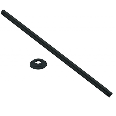 Westbrass 1/2" IPS x 36" Round Projection Rainfall Ceiling Mount Shower Arm with Flange, Matte Black D3636A-62